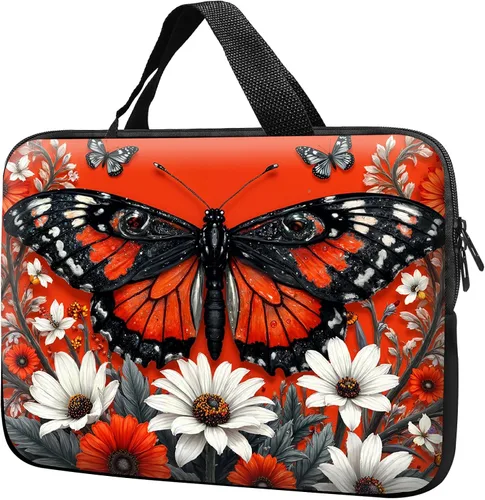 Vista 24 de Funda para laptop con asa de 10 pulgadas, impermeable, diseño de lentes de sol de alpaca, funda para computadora compatible con MacBook Air, Pro