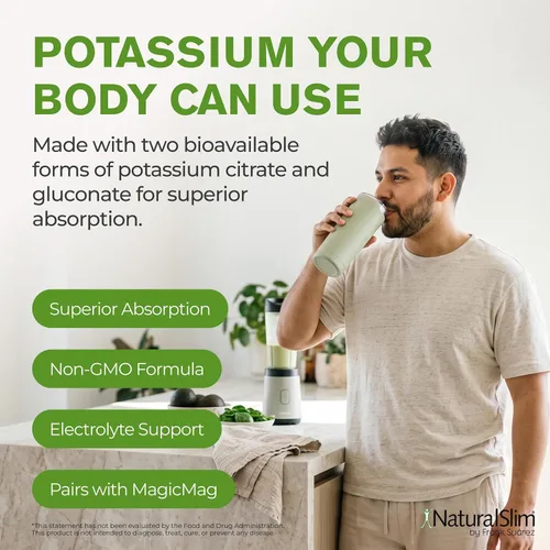 Vista 5 de Naturalslim Kadsorb - Citrato de potasio natural - Apoya el equilibrio de electrolitos y el pH normal, sin OMG y sin gluten, suplemento de potasio