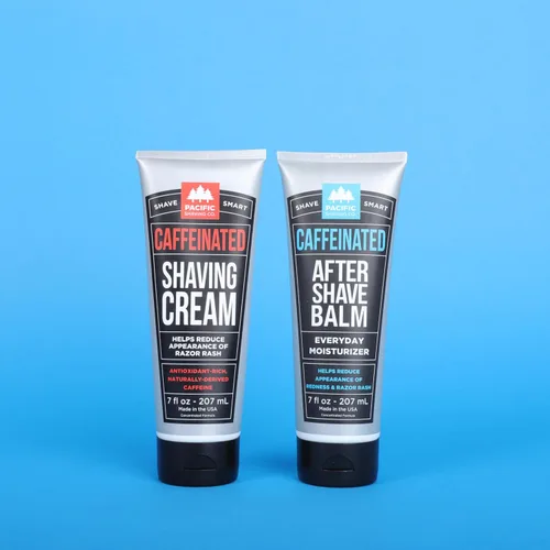 Vista 9 de Pacific Shaving Company Juego de crema de afeitar y después del afeitado con cafeína, kit de afeitado para hombres, crema de afeitado enriquecida