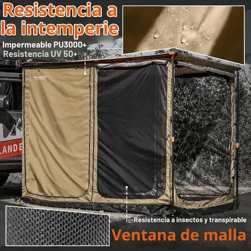 Vista 2 de ALL-TOP Toldo con suelo de 6.6 x 8.2 pies, tienda de campaña Oxford 420D Rip-Stop con malla resistente a los insectos, refugio solar impermeable