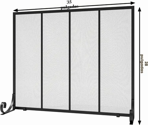Vista 3 de Fire Beauty Protector de chispas para chimenea de panel plano, puerta de metal forjado, cubierta de seguridad decorativa para chimenea, protector