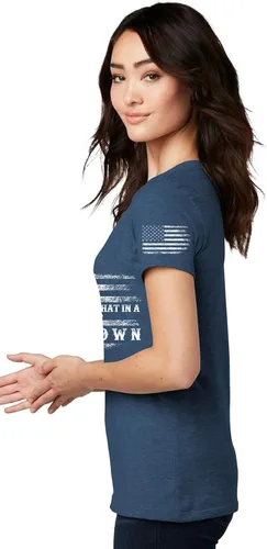 Vista 2 de Camiseta vintage para mujer con la bandera patriótica de Estados Unidos para amantes de la música country inspirada en una canción famosa Try That