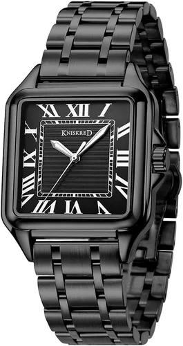 Vista 9 de Classic Square Watch for Men with Vintage Roman Numeral and Solid Stainless Steel Band