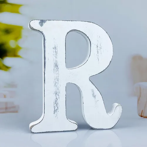 Vista 25 de Letras rústicas de madera blanca de 6 pulgadas, letras de madera sin terminar para decoración de pared, letras blancas retro de pie, decoración