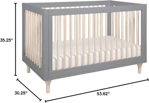Vista 10 de Babyletto Lolly Cuna convertible 3 en 1 con kit de conversión de cama de niño pequeño , Cuna, Gris y natural lavado.