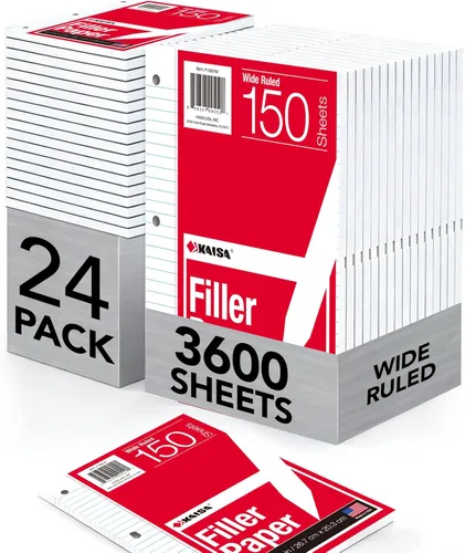 Vista 13 de KAISA Papel para cuaderno de hojas sueltas, rayas universitarias, 300 hojas por papel rayado, 8 x 10.5 pulgadas, 3 agujeros perforados para carpeta