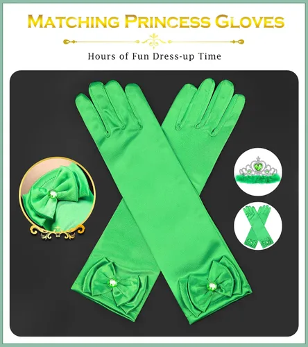 Vista 5 de BIBUTY Accesorios de vestir de princesa, guantes de princesa, juego de 7 piezas para niñas pequeñas