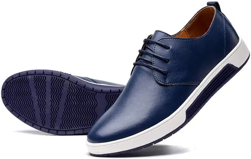 Vista 13 de konhill Zapatos Oxford casuales para hombre - Zapatos de vestir transpirables, mocasines con cordones, zapatillas planas Lk Negro