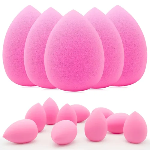 Vista 8 de 12 piezas de set de esponjas de maquillaje profesional, esponjas suaves y sin látex para aplicar maquillaje en la cara, esponjas cosméticas 12