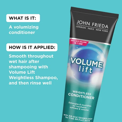 Vista 4 de John Frieda Volume Lift - Acondicionador sin peso, acondicionador voluminizador ligero con tecnología Air-Silk para cabello fino o plano, añade
