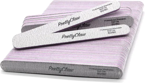 Vista 8 de PrettyClaw 10 limas de uñas profesionales de grano 80/80, limas de uñas acrílicas de cebra centro de plástico, tablero de esmeril de cebra