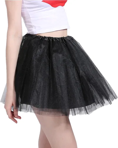 Vista 3 de XINXIYAN Faldas tutú para mujeres y niñas adultas, 4 capas, disfraz de fiesta, accesorios de Halloween, faldas tutú, vestidos