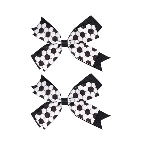 Vista 4 de Pinzas para el pelo de fútbol, cinta de fútbol, accesorios para el cabello para niñas, pinzas para el cabello de fútbol, 2 unidades, color negro