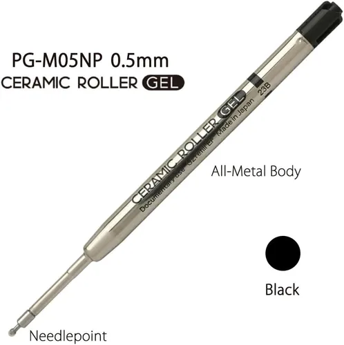 Vista 2 de Ohto - Recambios de gel de rodillo de cerámica, punta de aguja, punta fina de metal de 0.020 in, secado ultra rápido, tinta de gel líquido negro