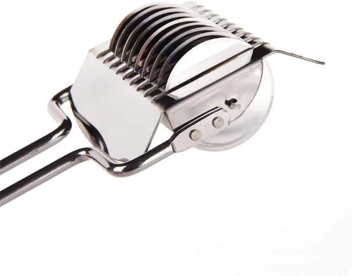 Vista 2 de Cortador de fideos para pasta, máquina manual de espaguetis de pasta de acero inoxidable, cortador de masa para fideos caseros, rodillo de celosía