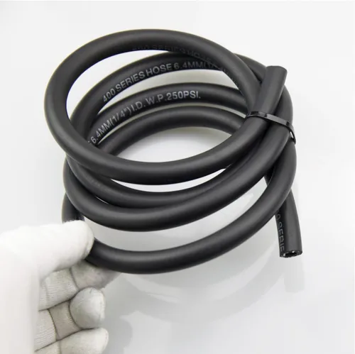 Vista 2 de Negro -4 AN NBR Manguera de combustible con conexión de empuje Compatible con sistema de combustible, E85, E10, aceites, etanol, lubricantes