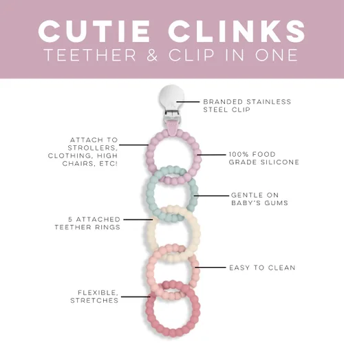 Vista 2 de Ryan & Rose Cutie Clinks - Juguete masticable para bebés (flor)