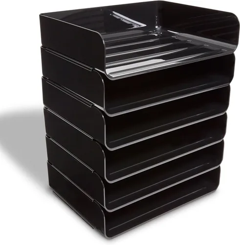 Vista 10 de TRU RED Archivo de plástico para revistas, color blanco – Organizador vertical de escritorio para revistas, carpetas y documentos de oficina