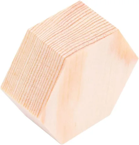 Vista 10 de Tablón en forma de T, 10 bloques de madera de pino hexagonal, decoraciones de bricolaje y tablones de manualidades