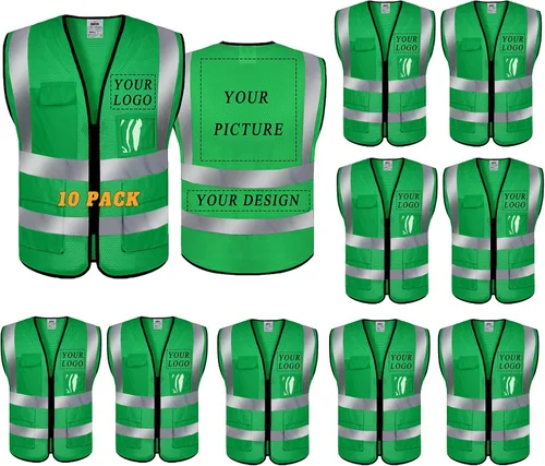 Vista 18 de BeautyWill Chaleco de seguridad personalizado con logotipo Clase 2 Chaleco reflectante de alta visibilidad Chaleco de trabajo protector