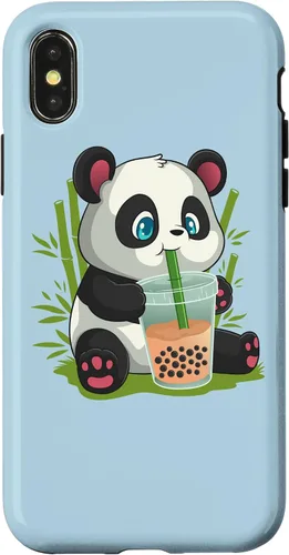 Vista 5 de Kawaii Cute Anime Panda Otaku Japanese Bubble Boba Case for iPhone 17