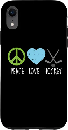 Vista 8 de Funda para iPhone 14 Peace Love Ice Hockey Cool Player Goalie Hippie Hombres Mujeres