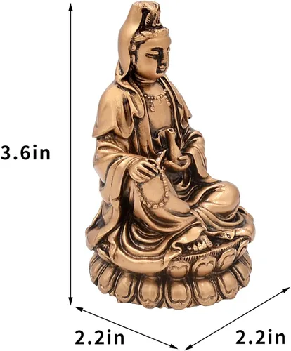 Vista 2 de Fengshui Top Collection - Estatua de amuleto de resina Quan Yin para la paz y la felicidad de Asia oriental 5.8x5.8x9.3cm/2.2x2.2x3.6in