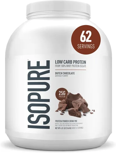 Vista 14 de Isopure Zero Carb 100% Proteína Pura de Suero Aislado en Polvo, Libre de Lactosa, Libre de Gluten, Con Vitaminas, Crema de Plátano, 25g de Proteína