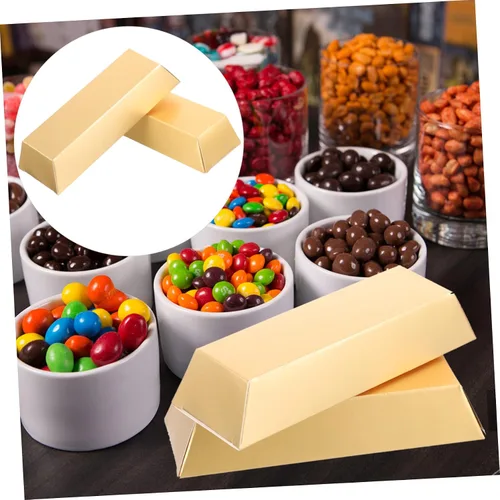 Vista 4 de 24 piezas Goldfarbene Geschenkbox en Ziegelform, Casino-Partygeschenke, dekorative Süßigkeiten-Hülle, Metall-Gold-Dekor, Süßigkeiten-Dekor, Goldene