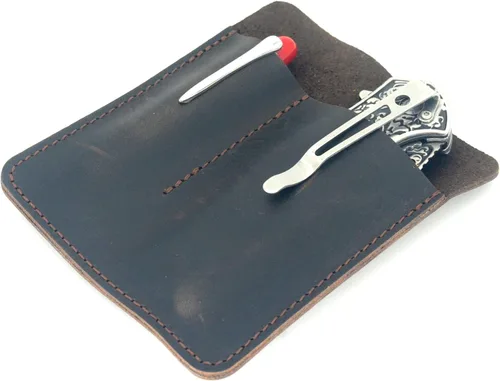 Vista 7 de Organizador de bolsillo de cuero, bolsillo deslizante, bolsillo para hombre, bolsa para cuchillos de bolsillo, portador EDC, organizadores