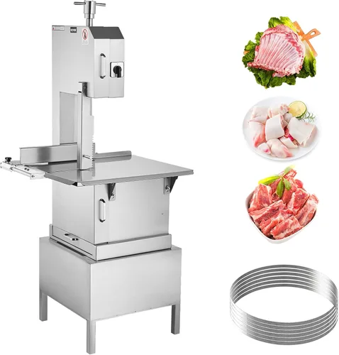 Vista 10 de Sierra de banda eléctrica comercial para carne, máquina de sierra ósea vertical de acero inoxidable de 1500W, banco de trabajo de 19.3" x 15
