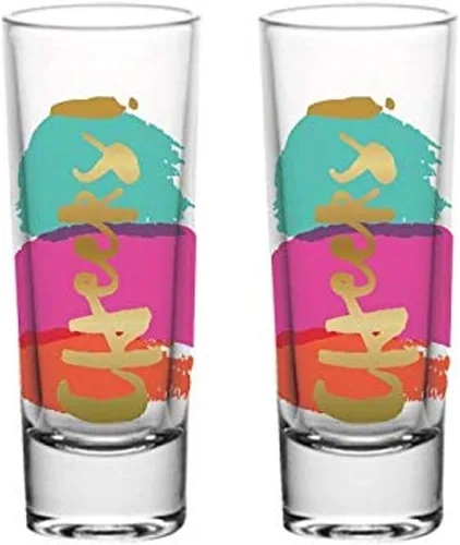 Vista 6 de Slant Collections Creative Brands - Juego de 2 vasos de chupito, 2 onzas, jefe/novio