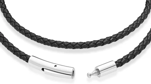 Vista 3 de Miabella Pulsera de cuero trenzado de doble envoltura italiana genuina para hombres y mujeres, cierre de acero inoxidable, fabricada en Italia