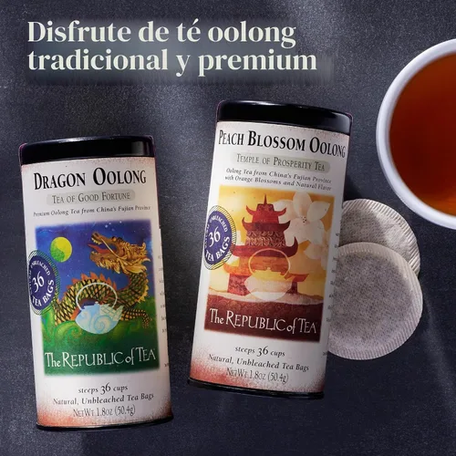 Vista 4 de The Republic of Tea Té Dragon Oolong, con cafeína natural, 36