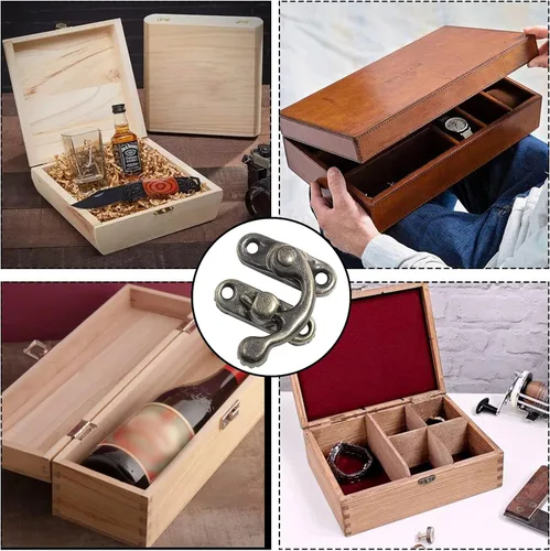 Vista 7 de Bonsicoky 10 cerrojos de gancho derecho con brazo oscilante, joyero de madera, cerradura decorativa de cuerno para caja de almacenamiento de joyas
