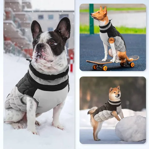 Vista 7 de Chaqueta de invierno para perro, abrigo impermeable y reflectante, resistente al viento, ropa cálida para mascotas, cómoda ropa de forro polar