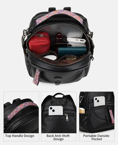 Vista 9 de FADEON Bolsos cruzados para mujer y bolso mochila Colección Negro