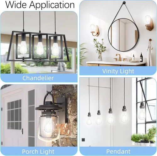 Vista 6 de GvvooHome - Bombillas LED regulables Edison, bombilla LED E26 equivalente a 60 W, luz blanca fría 4000K, bombillas vintage ST58, CRI de 90+, 6 W 600