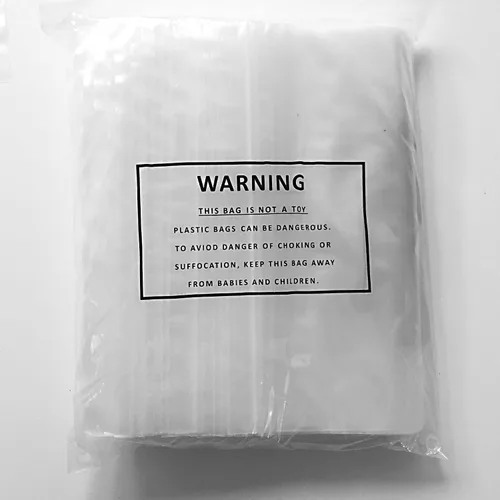 Vista 2 de Bolsas de poliéster transparentes resellables con advertencia de asfixia, 6 x 9, 0.07 pulgadas. Paquete de 100, 500 o 1000 bolsas