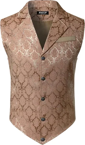 Vista 12 de JEMITOP Chaleco de traje jacquard vintage para hombre Negro
