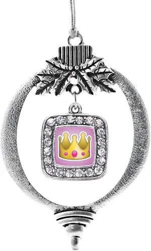 Vista 289 de Inspired Silver - Nana púrpura - Adorno de Navidad plateado - Adorno cuadrado para árbol de Navidad con circonita cúbica - Decoración colgante
