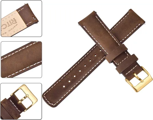 Vista 4 de Ritche Correas de Reloj de Cuero de Liberación Rápida Regalo de Navidad, Correas de Reloj Genuinas para Hombres y Mujeres, Correa de Reloj de Cuero