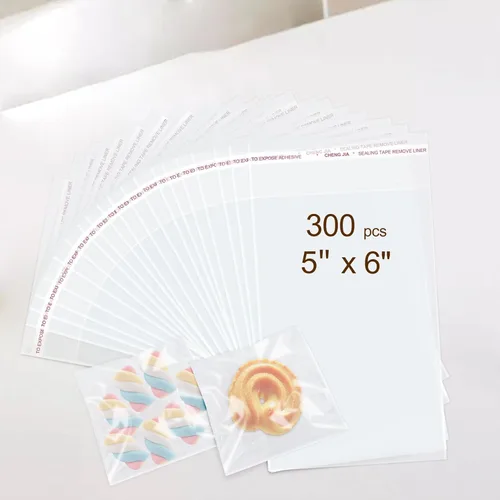 Vista 15 de 300 bolsas de celofán transparentes autosellantes – Bolsas de galletas, dulces y pan (5 x 6 pulgadas)