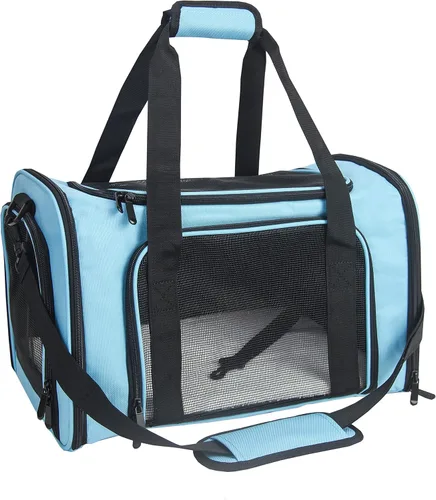 Vista 23 de Transportador de lados suaves para perros y gatos pequeños y medianos, aprobado por la aerolínea TSA, plegable, para mascotas, color negro