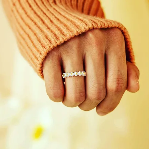 Vista 4 de I Think About You Every Daisy - Anillo de plata de ley 925 anillos apilables para mujer anillos casuales delicados anillos de uso diario anillos