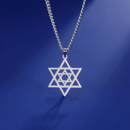Vista 3 de EUEAVAN Collar con dije de estrella de David contra el mal de ojo de seis puntas con dije de estrella de David, hexagrama demoníaco religioso