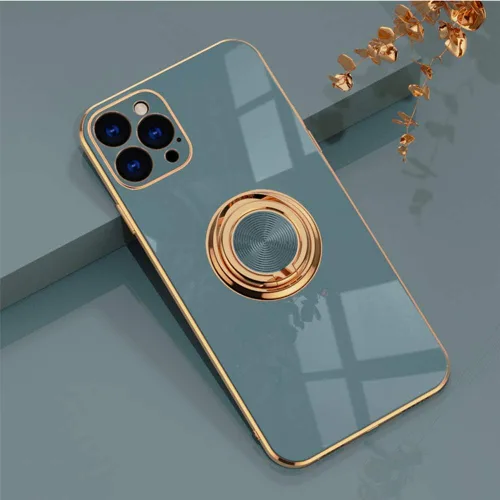 Vista 31 de Compatible con iPhone 11 Kickstand, anillo de rotación de 360 grados integrado con borde de oro rosa brillante que funciona con soporte magnético