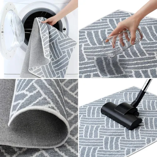 Vista 5 de SUSSEXHOME Stone Collection - Alfombra de pelo bajo resistente de 2 x 3 pies, alfombra ultrafina y antideslizante, alfombra de algodón lavable