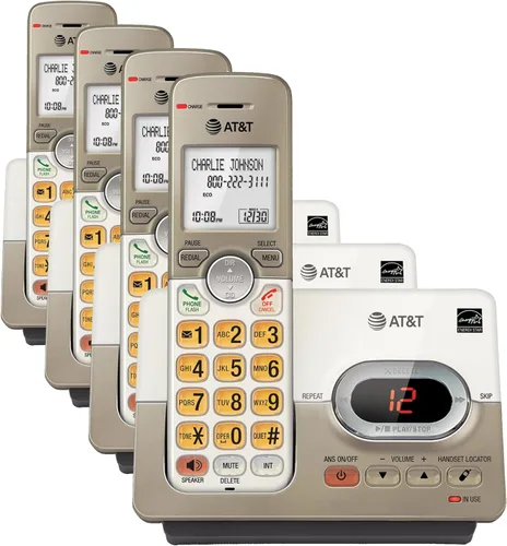 Vista 12 de AT&T - Teléfono inalámbrico expandible con sistema de respuesta y teclas XL retroiluminadas, 5 terminales Digital Answering System, Extra-Large