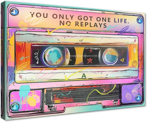 Vista 50 de Novatique Arte de Pared de Cinta de Casete Decoración de Sala de Música Póster Impreso Life Has No Rewind Casete Lienzo Arte de Pared Pósters